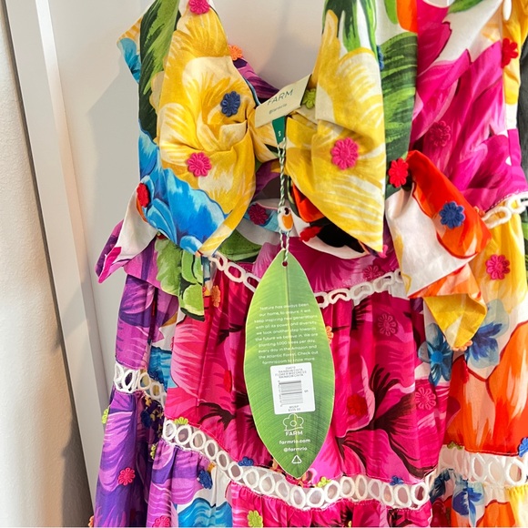 NWT FARM Rio Rainbow Chita Flower Midi Dress Size Small - Picture 10 of 11